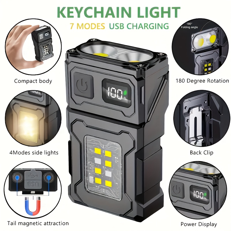 Outdoor Adventure Trips - ミニ充電式 LED ポケット懐中電灯ポータブルサイド COB トーチクリップテールマグネットライト付き超高輝度屋外キャンプランタン