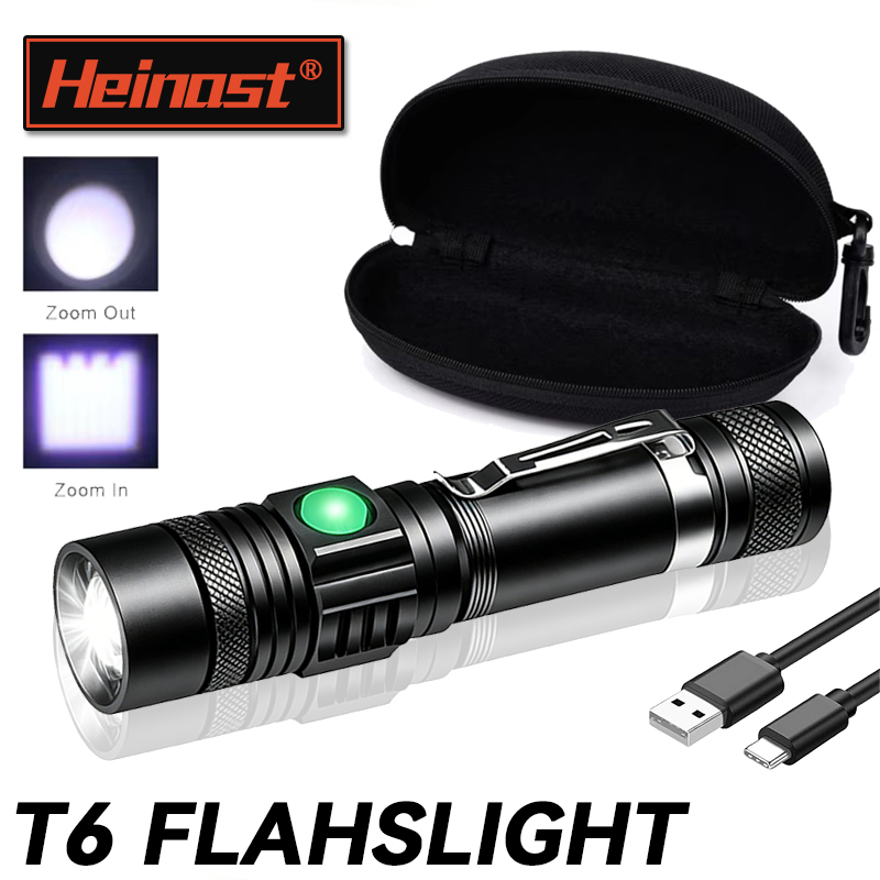 Outdoor Adventure Hunt - T6 LED 充電式懐中電灯、18650 ズーム可能なトーチ、キャップクランプ、ヘッドランプ、ペンクリップ、屋外キャンプ用ハンドヘルドワークライト