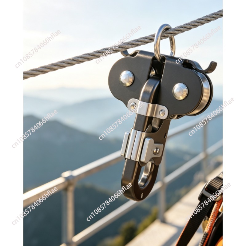 Outdoor Adventure Zipline - ヘビーデューティーダブルプーリー高所ジップラインシステム、ジャングルアドベンチャー＆アウトドアレスキュー用ロープウェイトロリー
