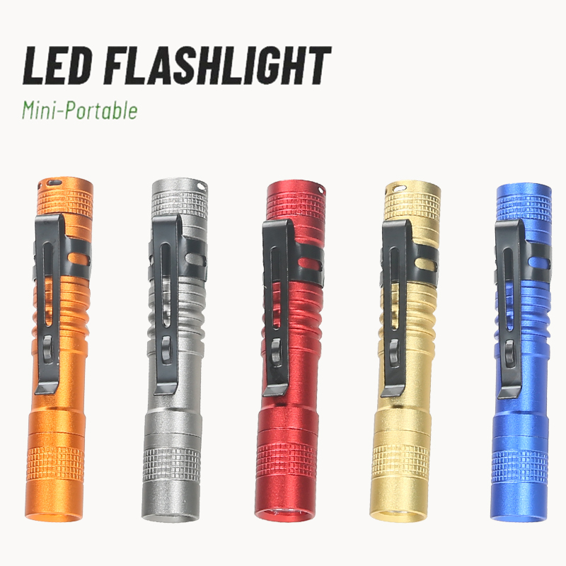 Outdoor Adventure Trips - ペンクリップ付きポータブルミニLEDペン懐中電灯、ハンドヘルドウルトラポケットトーチ、屋外キャンプ緊急ランプ用AAA電池使用