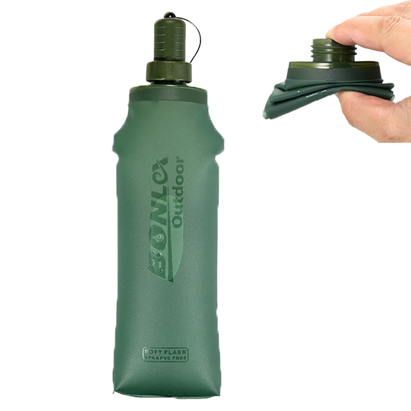 Outdoor Adventure Kit - 250ml 500ml 折りたたみ式ウォーターバッグ ソフト折りたたみ式フラスコ 防塵キャップ付き ハイキング、サイクリング、アウトドアアドベンチャー用