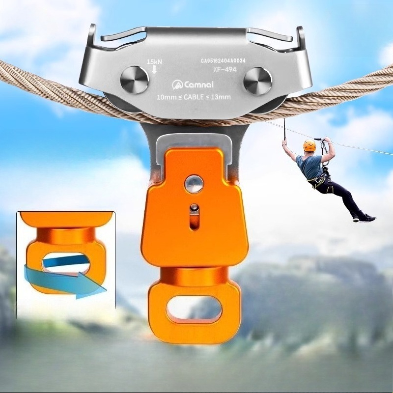 Outdoor Adventure Zipline - 屋外用スチールケーブルジップラインプーリー、ジャングルフライングアドベンチャー、ケーブルクロッシング＆レスキュープーリーブロック用ダブルプーリー