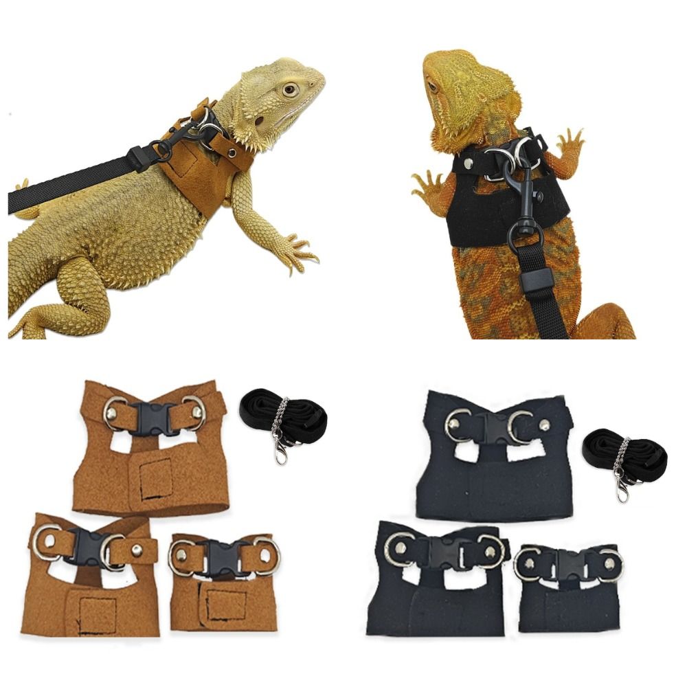 Harness Climbing Adjustable - 調整可能なラットハーネスとリーシュセット 3サイズ ベスト レザー 爬虫類ハーネスキット ソフトで快適なクライミングペット用アウトチェストストラップ