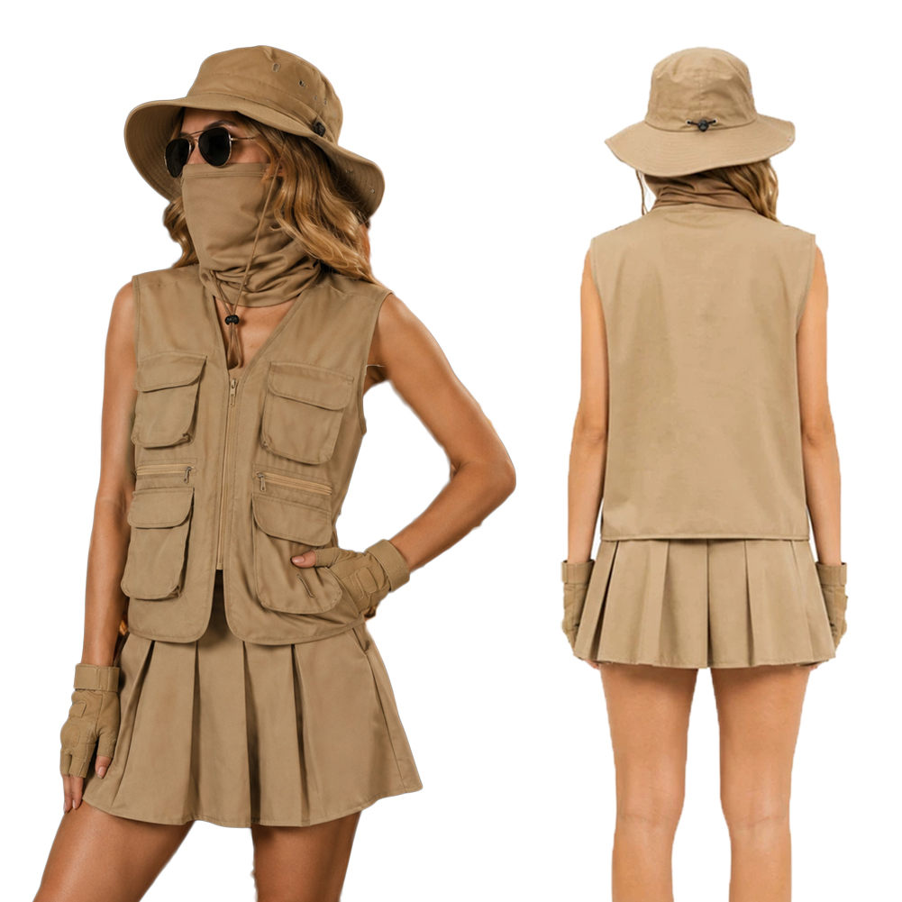 Outdoor Adventure Hiking - アウトドアエクスプローラー服帽子アクセサリーハイキング釣りアドベンチャーコスチュームコスプレハロウィン制服衣装女性大人スーツ