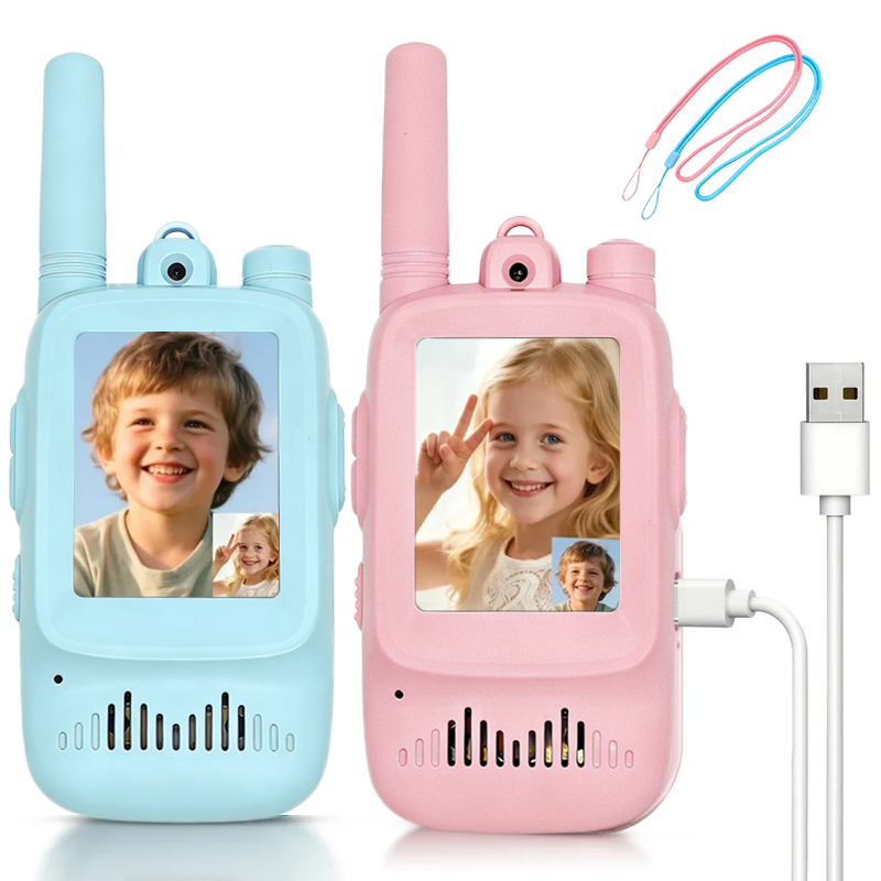 Outdoor Adventure Activities - 2個セット 子供用ビデオトランシーバー 充電式 室内・屋外用おもちゃ ワンクリック通話 キャンプやハイキングの冒険に必須