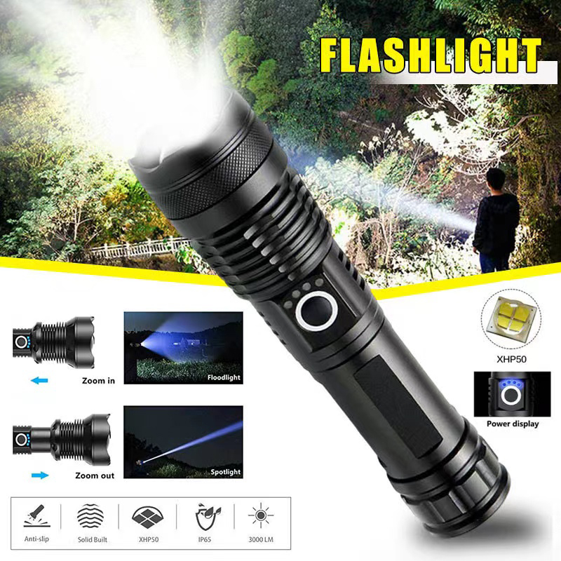 Outdoor Adventure Trips - ハイパワー XHP70 LED 懐中電灯 USB-C 充電式トーチ