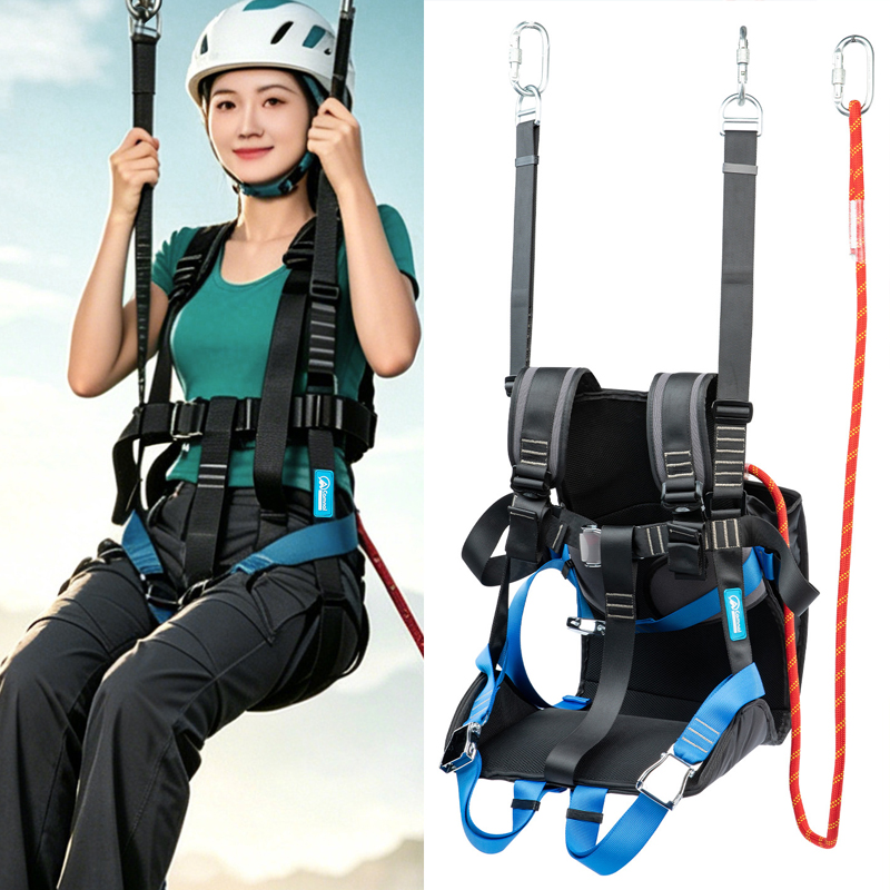 Outdoor Adventure Zipline - 屋外高所ジップライン安全シート、パラグライダー景勝地アドベンチャー遊具、崖上スイング安全ハーネス付き、P991