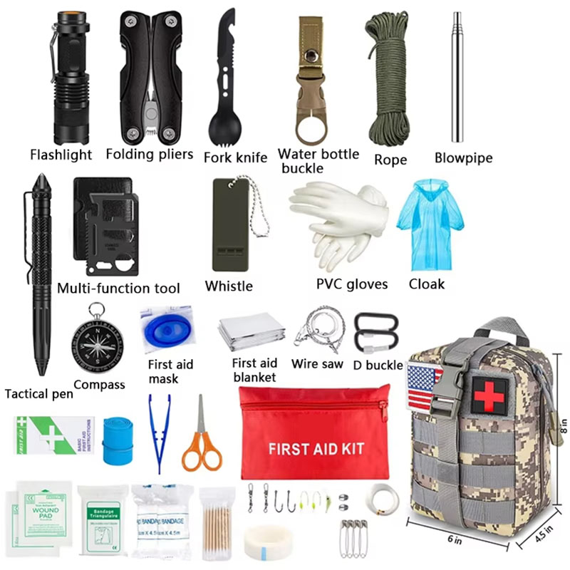 サバイバル応急処置キットサバイバルフルセットモールアウトドア - Outdoor Adventure Kit のレビューと価格