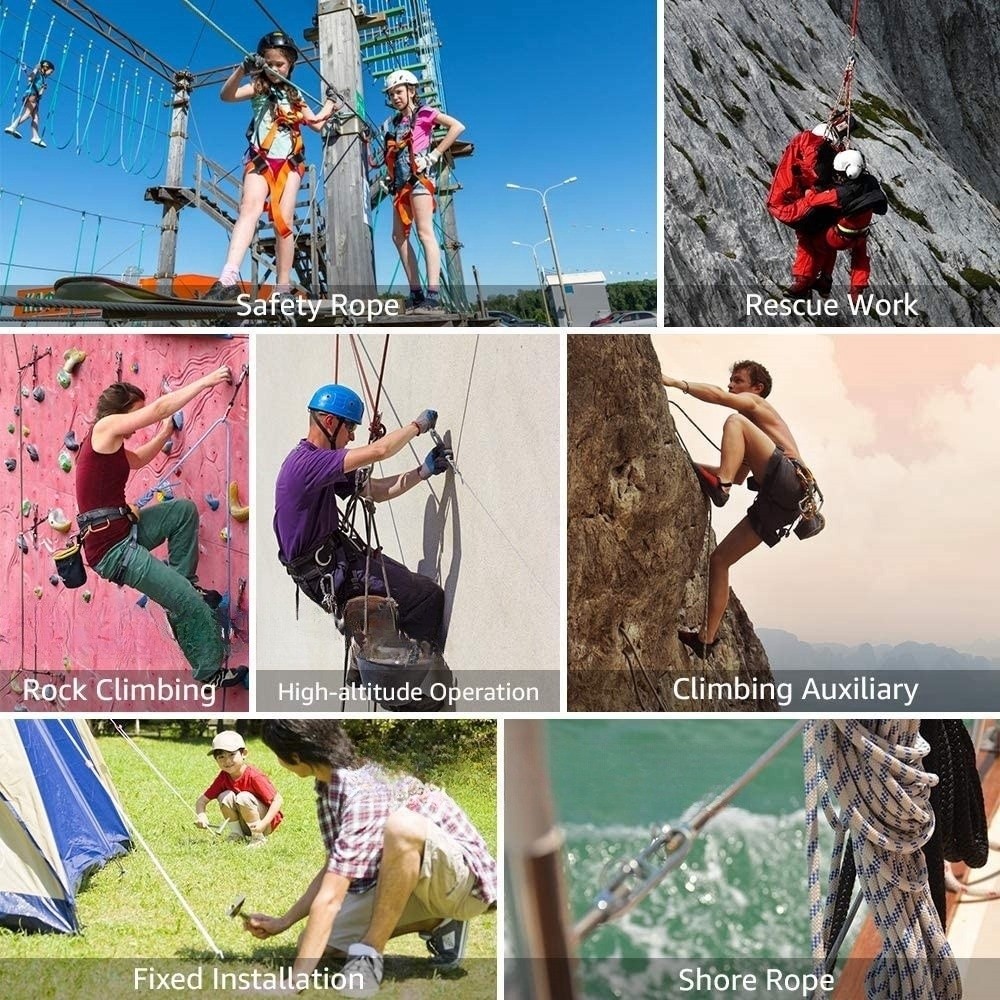 厚さ10mmの安全救命ロープ、2つのスチールフック付き静的ク - Rope Climbing Static のレビューと価格