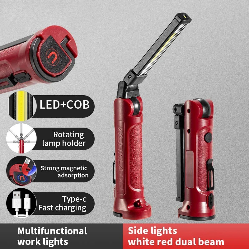COB LED ワークライト充電式折りたたみ懐中電灯屋外キャ - Outdoor Adventure Trips のレビューと価格