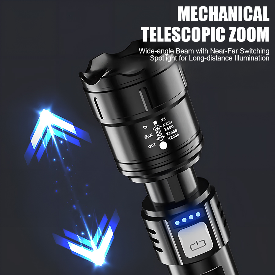 ハイパワー P50 LED 懐中電灯 USB 充電式ズームハ - Outdoor Adventure Trips のレビューと価格