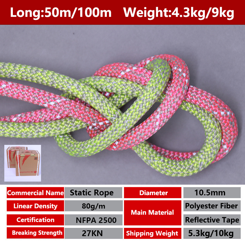 10.5mm ロッククライミングロープ 100M/50M 屋 - Rope Climbing Static のレビューと価格