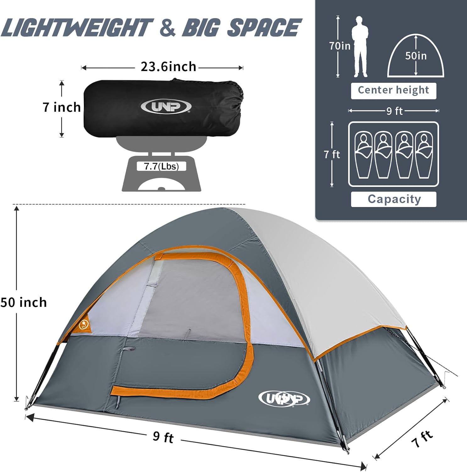2～4人用防水防風ドームテント、レインフライ付き、持ち運び簡 - Outdoor Adventure Dome Shelter のレビューと価格